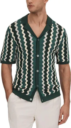 Reiss Wave Cuban Button Top