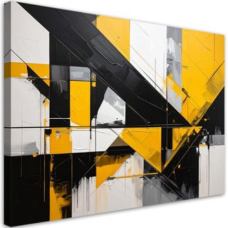 Feeby Cuadro Sobre Lienzo, Formas Geom&eacute;tricas Abstracci&oacute;n Amarillo, 120x80