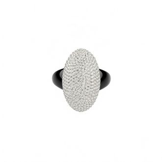 Gold & Honey Womens Crystal Marquise Dome Ring In Silver