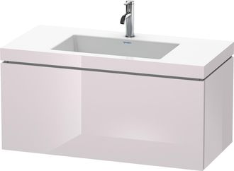 Duravit Lavabo Para Muebles Duravit L-cube C-bonded Con Base, Colgante, 100x48 Cm, 1 Extra&iacute;ble, Sin Rebosadero, 1 Agujero Para Grifo, Color: Laca Blanca Lila 