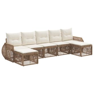 vidaXL Conjunto De Sof&aacute;s De Jard&iacute;n 7 Pcs Beige Y Blanco Crema Vidaxl