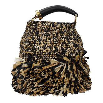 Roberto Cavalli Beige Raffia Womens Handbag