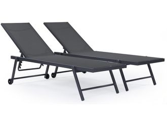 Habitat et Jardin Tumbonas En Textileno Y Aluminio Jolia - Phoenix - Lote De 2 - Gris Oscuro