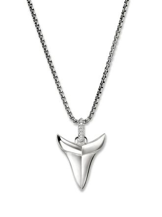 John Hardy Shark Tooth Talisman diamond necklace - men - White Diamond/Sterling Silver - 55
