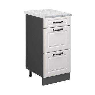 Vicco Mueble Bajo De Cocina R-line, Blanco Casa De Campo, 40 Cm Et M&aacute;rmol