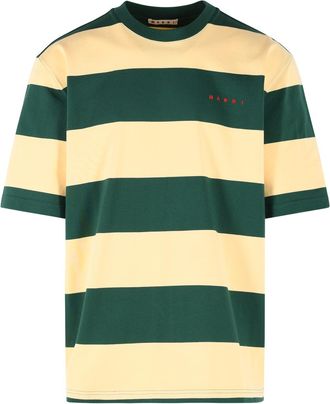 Marni T-Shirt aus gelber und gr&uuml;ner Baumwolle