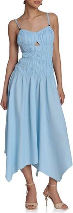 Avec Les Filles Shirred Handkerchief Midi Dress in Light Blue at Nordstrom, Size X-Small