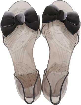 Supvox Womens Flat Sole Bowknot Fishmouth Sandals, Gradient Black, Size 40, Summer Fashion Beach Footwear