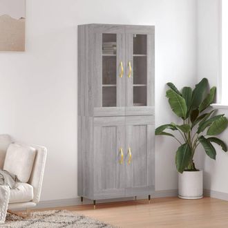 vidaXL Vidaxl - Aparador Alto Madera Contrachapada Gris Sonoma 69,5x34x180 Cm