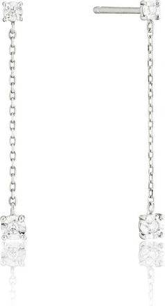 Lily & Roo Solid White Gold Genuine Diamond Drop Stud Earrings