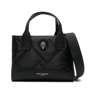 Kurt Geiger Tassen, Dames, Zwart, ONE Size, Satijn, Gewatteerde Panel Zwart Tas
