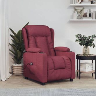 vidaXL Sill&oacute;n Reclinable El&eacute;ctrico Tela Rojo Tinto Vidaxl