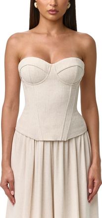 Naked Wardrobe Strapless Suiting Bustier Top in Cream at Nordstrom, Size Small