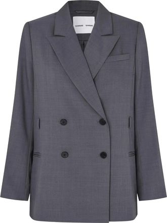 Sams&oslash;e & Sams&oslash;e Sahelly Lead Gray Melange Double-Breasted Blazer
