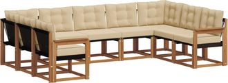vidaXL Conjunto De Sof&aacute;s De Exterior 9 Uds. Natural Y Beige Vidaxl