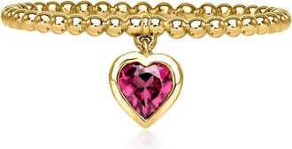 Ross-Simons Rhodolite Garnet Heart Charm Ring in 10kt Yellow Gold