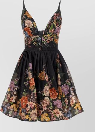 Zimmermann silk linen floral-print v-neck mini dress