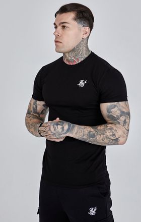 Siksilk Camiseta de manga corta y ajuste muscle negra esencial para hombre SikSilk XXL