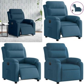 vidaXL Poltrona Reclinabile Elettrica Blu in Velluto - Reclinazione automatica - Seduta in velluto