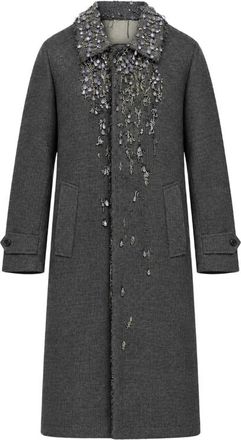 Prada Single-breasted Moulin&eacute; Prince Of Wales Check And Embroidered Twill Coat