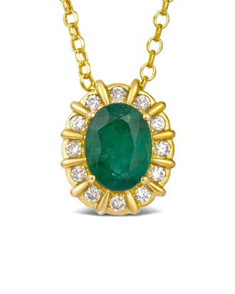Le Vian Semi Precious Classic 14K 0.99 Ct. Tw. Diamond & Emerald Pendant