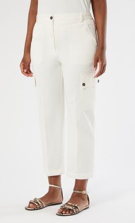 Marina Rinaldi Svisiera Cotton Crop Cargo Pants in Ivory at Nordstrom, Size 20W