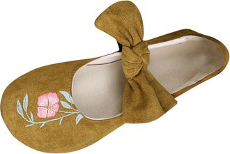 Generic Womens Flat Shoes Bow Casual Pumps Round Toe Fashionable Lightweight Comfortable Slip On Breathable Wide Fit Mary Jane Shoes Outdoor Daily Yellow