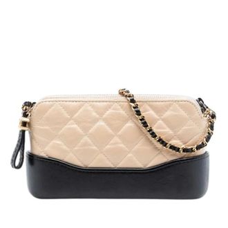 Chanel Pre-owned Vintage Gewatteerde Crossbody Tas - Dames - Pre-owned - Beige - Maat: ONE Size Leer