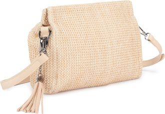 Vivance Umh&auml;ngetasche VIVANCE Clutch, Damen, Gr. B/H/T: 25cm x 17cm x 6cm, beige, Materialmix, Strukturmuster, unifarben, Taschen Umh&auml;ngetasche, Handtasche,Sc