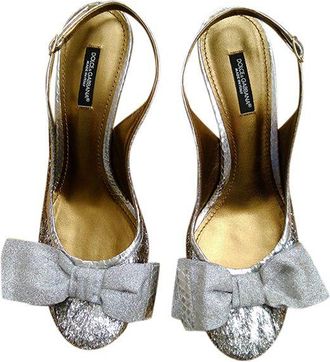 Dolce & Gabbana Silver lurex slingback heeled pumps Size 38
