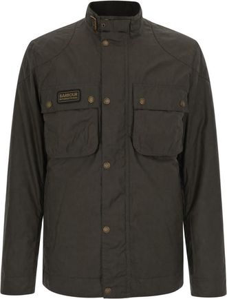 Barbour Olive Mock Collar Logo Jacket