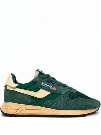 Autry Textured Green Low-Top Sneakers With Suede