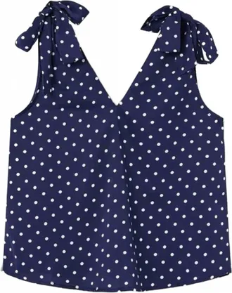 Compa&ntilde;&iacute;afant&aacute;stica Womens Mini Dot Print Top In Navy Polka Dot