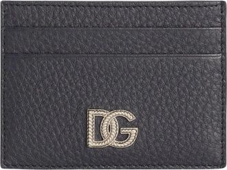 Dolce & Gabbana Accessoires, Heren, Blauw, ONE Size, Leer, DG Logo Leren Kaarthouder