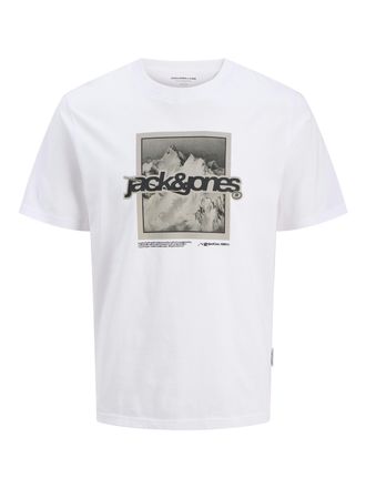 Jack & Jones Plus Size Kurzarmshirt JCOFLARE BRANDING TEE SS CREW NECK PLS, Herren, Gr. 6XL, hellwei&szlig;, Jersey, Obermaterial: 100% Baumwolle, JACK & JONES PLUSSIZE, bedruckt,