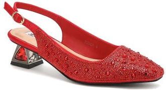 Lady Couture Rhinestone Jewel Heel Slingback Pump in Red at Nordstrom, Size 10