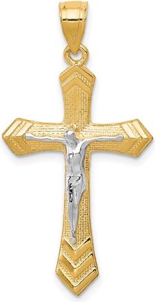 Diamond2Deal 10k Yellow Gold Rhodium Passion Crucifix Pendant