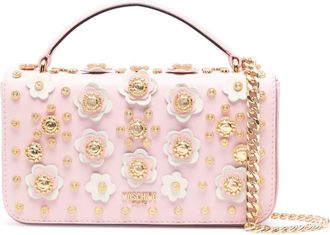 Moschino floral stud-detailing shoulder bag - women - Sheepskin - OS - Pink