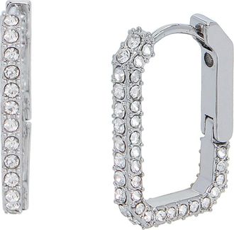 AllSaints Pavé Crystal Geometric Link Hoop Earrings in Rhodium at Nordstrom Rack