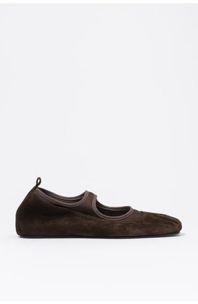 Bimba & Lola Suede Tricot Ballerina Flats in Dark Brown at Nordstrom, Size 39