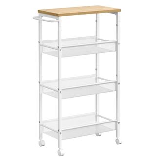 Vasagle Carro de 4 niveles de 22 x 45,4 x 77 cm de color roble y blanco