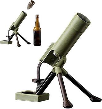 OEM Abrebotellas T&aacute;ctico Tipo Mortero Con Lanzador De Tapas, Dise&ntilde;o De Tubo De Mortero De 51 Mm, Presiona Hacia Abajo, Lanzador De Tapas, Verde