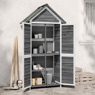vidaXL Cobertizo Herramientas Jard&iacute;n Madera Pino Gris 89x52,5x175 Cm Vidaxl