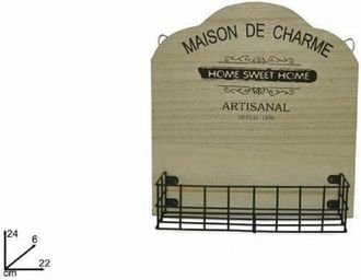 Trade Shop Trade Shop - Appendino Da Parete Con Mensola In Legno Metallo Decorazione Casa 24 X 22 X 6 Cm