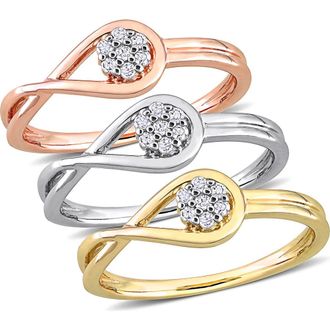 Delmar Set Of 3 Infinity Diamond Rings - 0.21ct. in Multi at Nordstrom Rack, Size 5