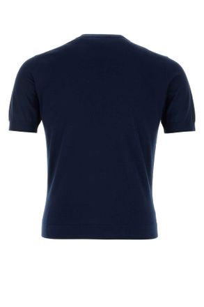 Prada Mens Navy Blue Cotton Sweater Bleu Exterior: Maglieria