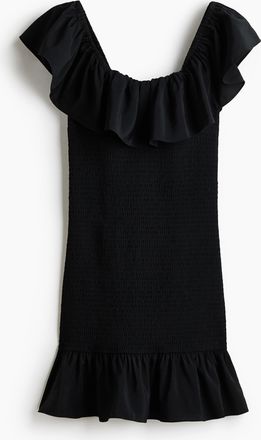 H&M Off-Shoulder-Kleid mit Volants - Schwarz