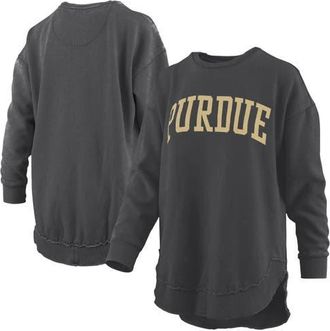 Pressbox Womens Pressbox Black Purdue Boilermakers Melange Poncho Vintage Fleece Long Sleeve Pullover Sweatshirt at Nordstrom, Size X-Large