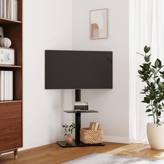 vidaXL Vidaxl - Mueble De Tv De Esquina 2 Niveles Para 32-65 Pulgadas Negro