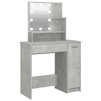 Berkfield Home Dressing Table with LED Concrete Grey 86.5x35x136 cm